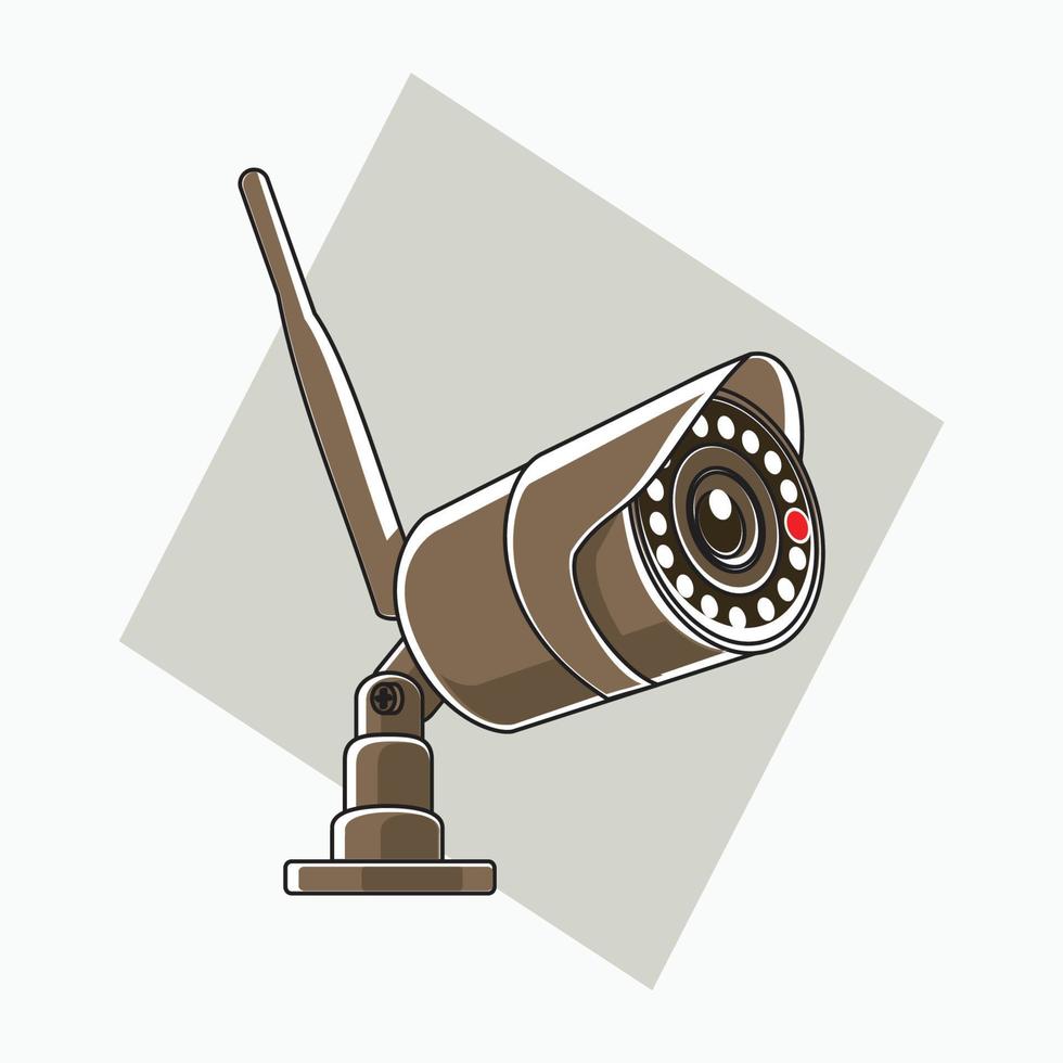 brown CCTV wireless icon - tube shaped CCTV - colored icon, symbol, cartoon logo for security system vector