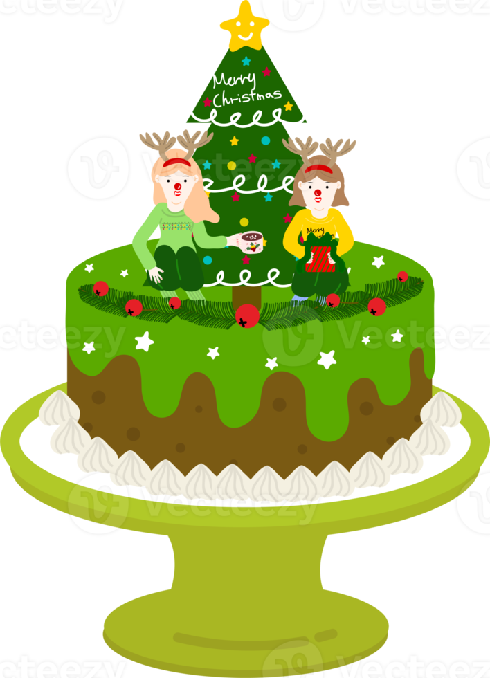 jul tårta, jul bakgrund. omslag papper. jul skriva ut förnödenheter. jul fest Lycklig människor fira jul platt illustration png