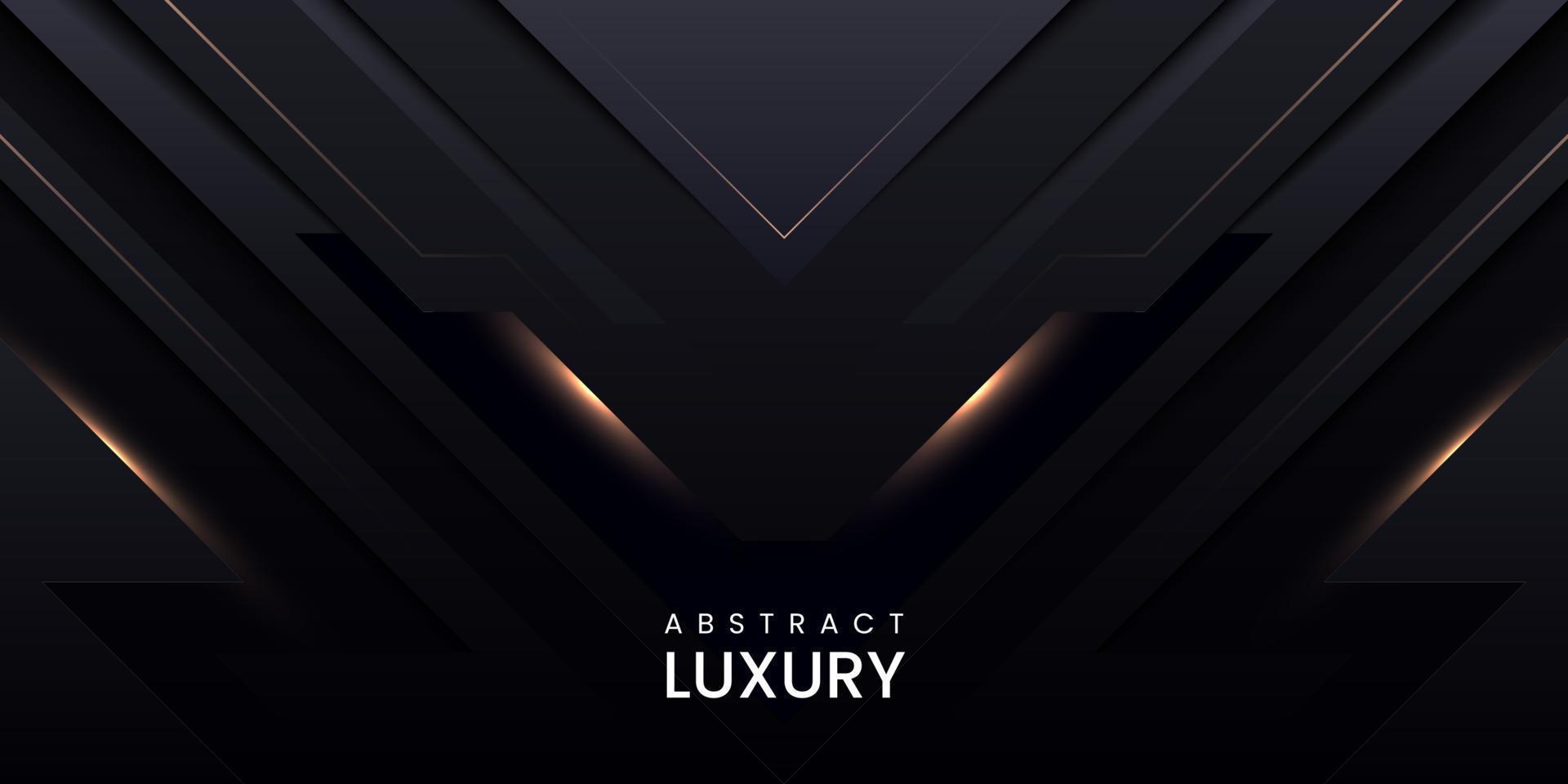 Abstract luxury geometric dark background with glowing lines and golden glow vector