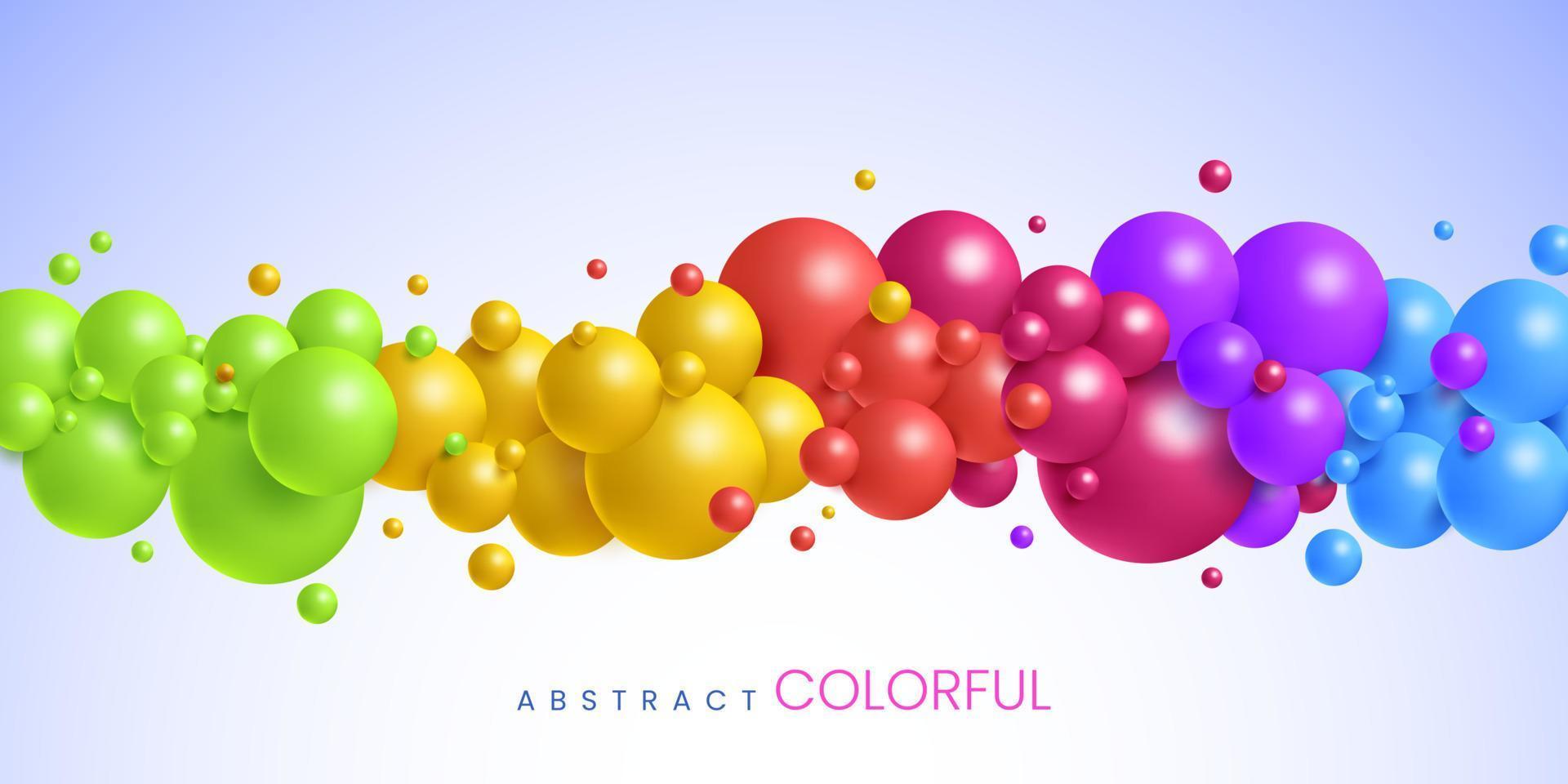 Colorful abstract 3d balls  composition in different size. realistic flying spheres background vector