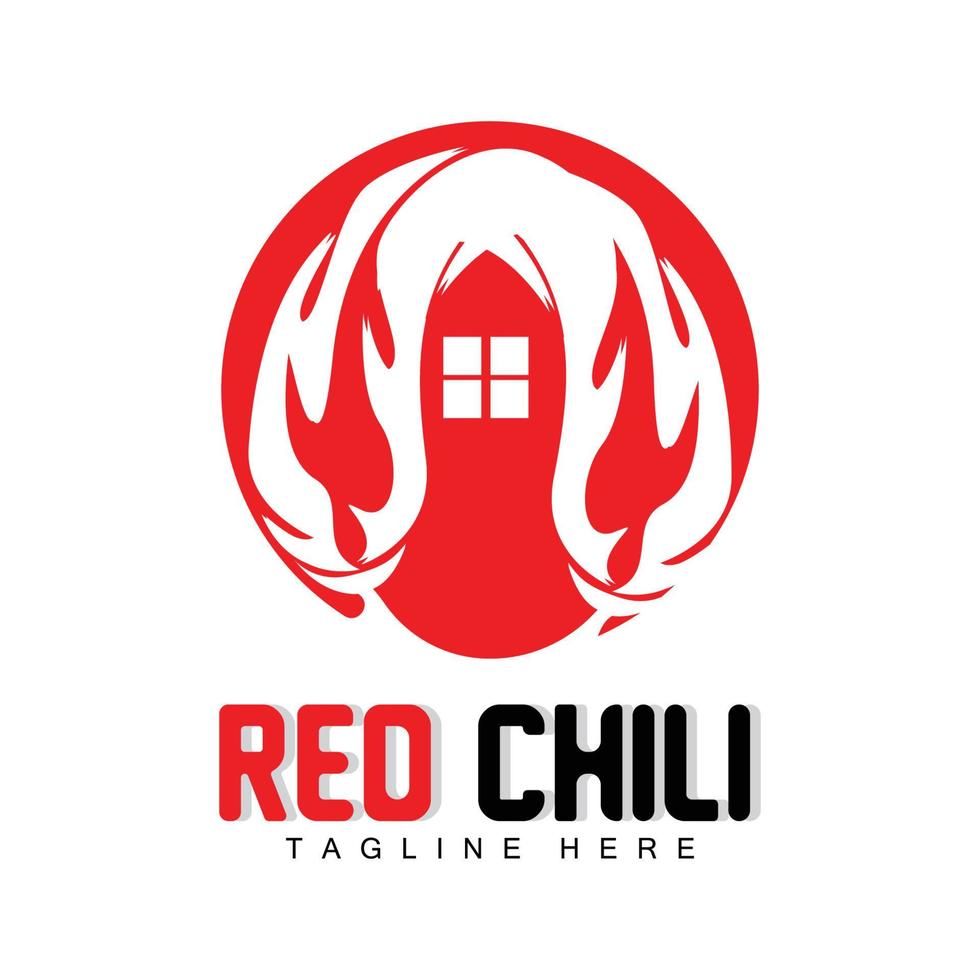 logotipo de chile rojo, vector de chile picante, ilustración de la casa del jardín de chile, ilustración de la marca del producto de la empresa