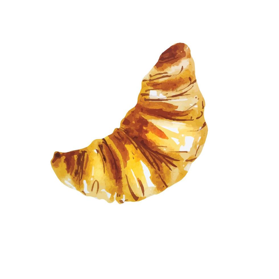 croissant de panadería acuarela vector