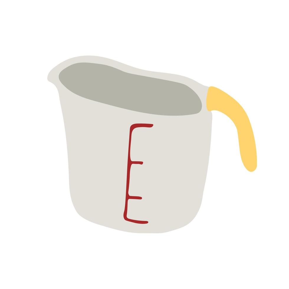 Confectionery measuring cup. Cooking utensils on the white background. Vector illustration