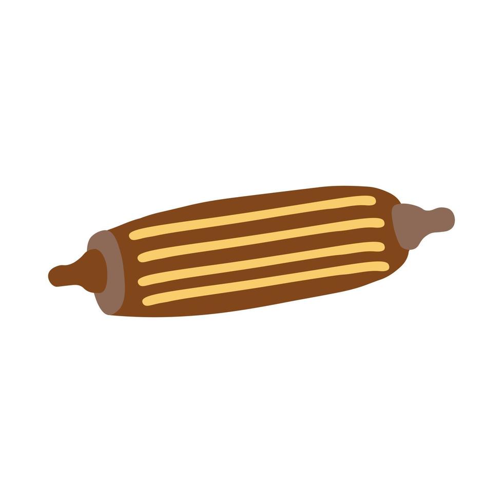 Confectionery wooden rolling pin on white background. Vector illustration