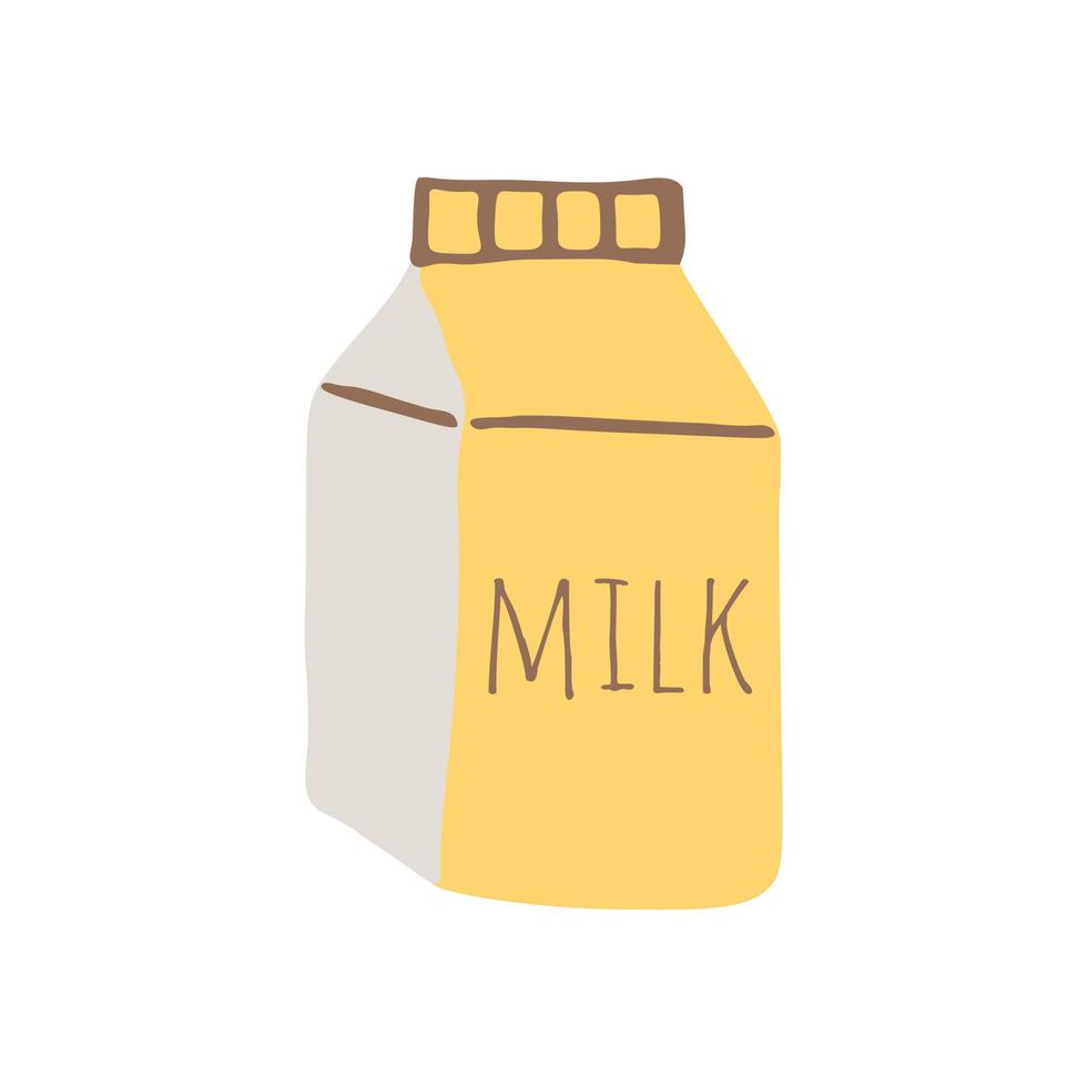 Milk box. Baking milk, pastry milk on white background. Vector illustration