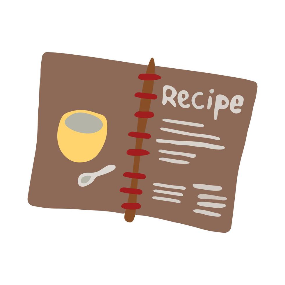 libro de cocina de confitería con recetas sobre fondo blanco. vector