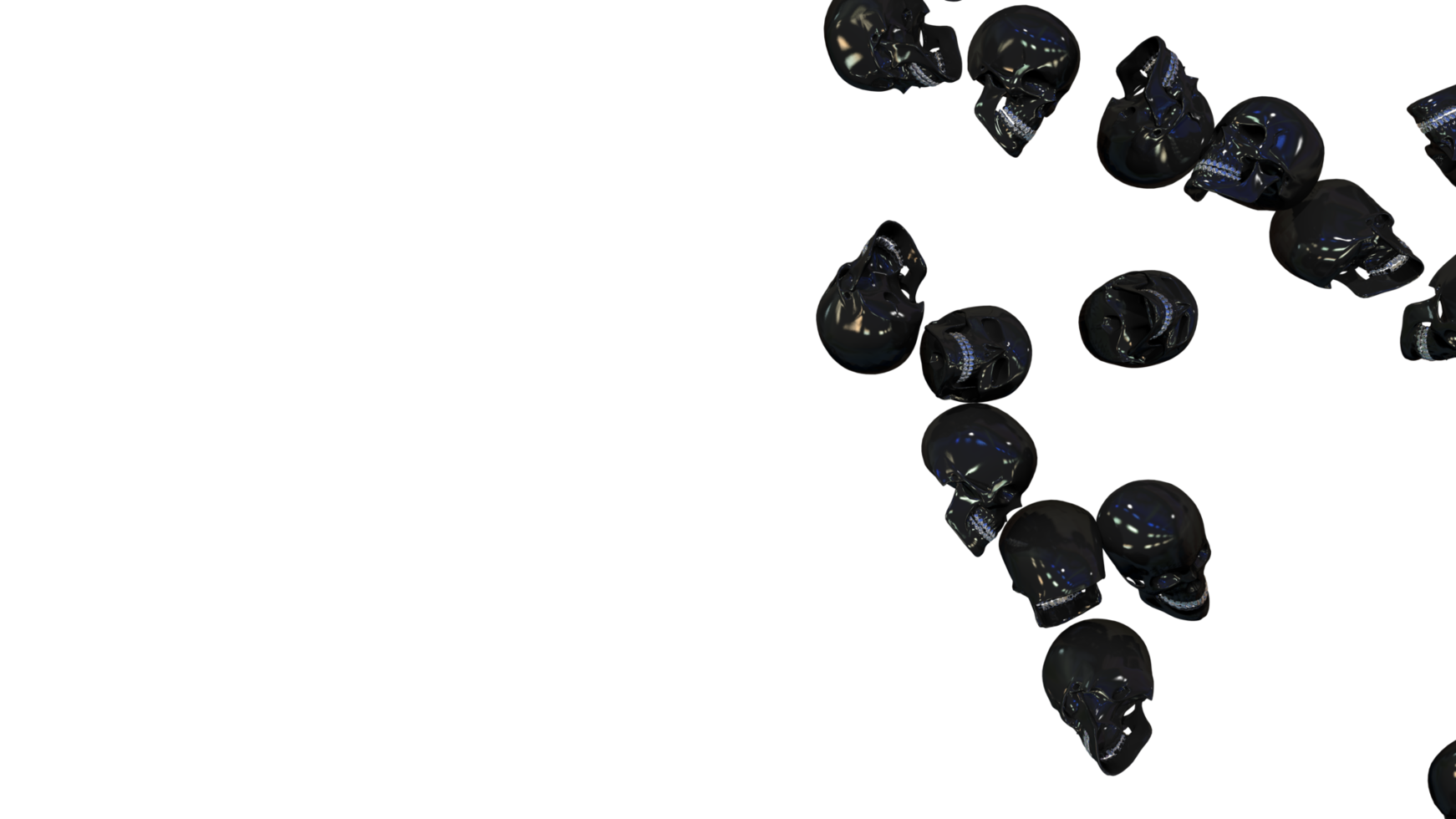 Happy Halloween Scary Skulls Isolated on Right Side, 3D Rendering png
