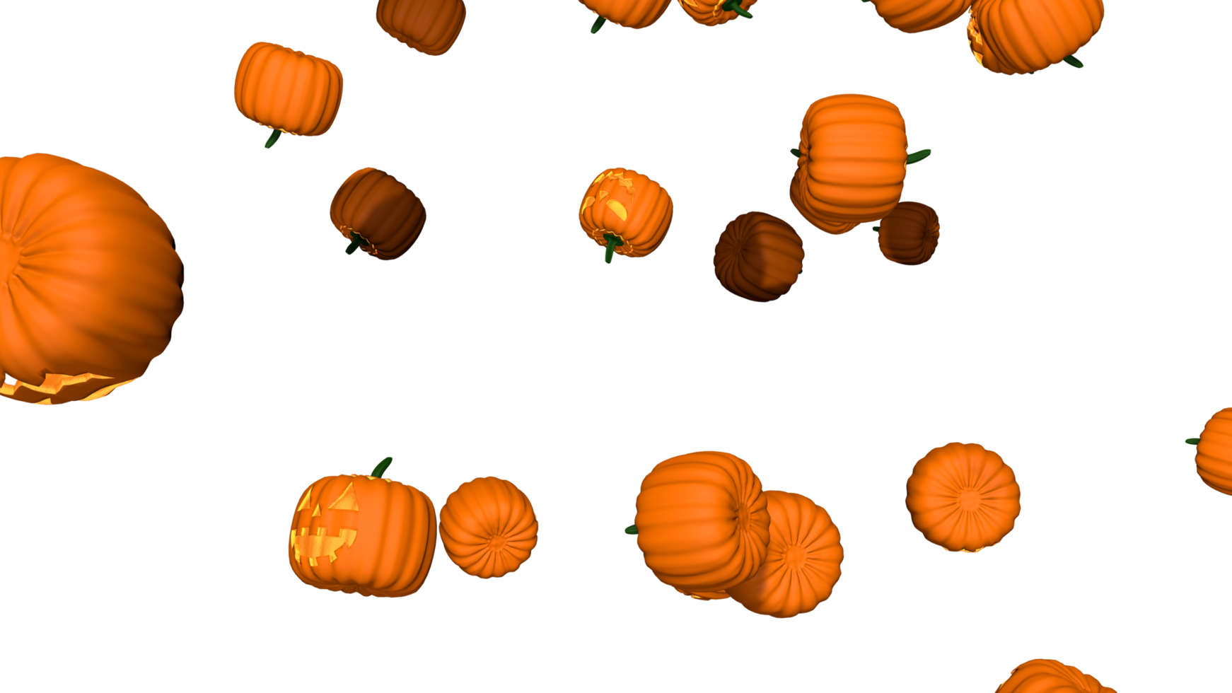 Happy Halloween Scary Pumpkins Falling Effect 3D Rendering png