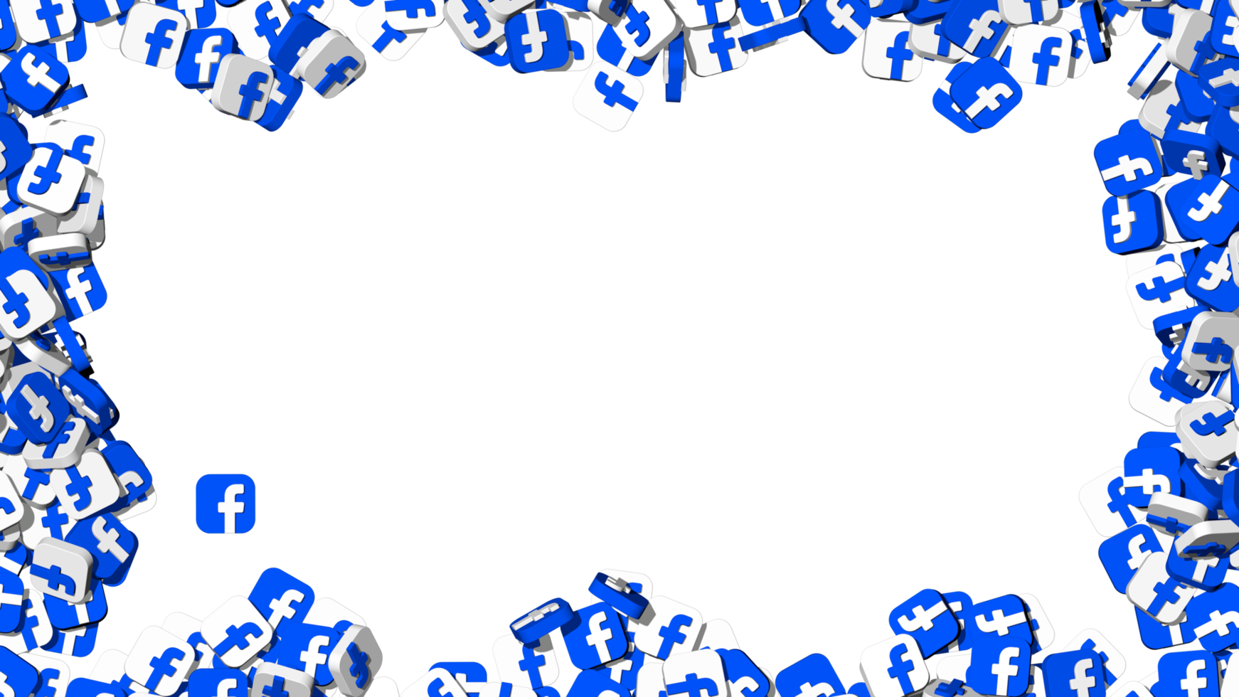 Facebook 3D Icon Isolated on Edges, Blue and White Color, 3D Rendering png