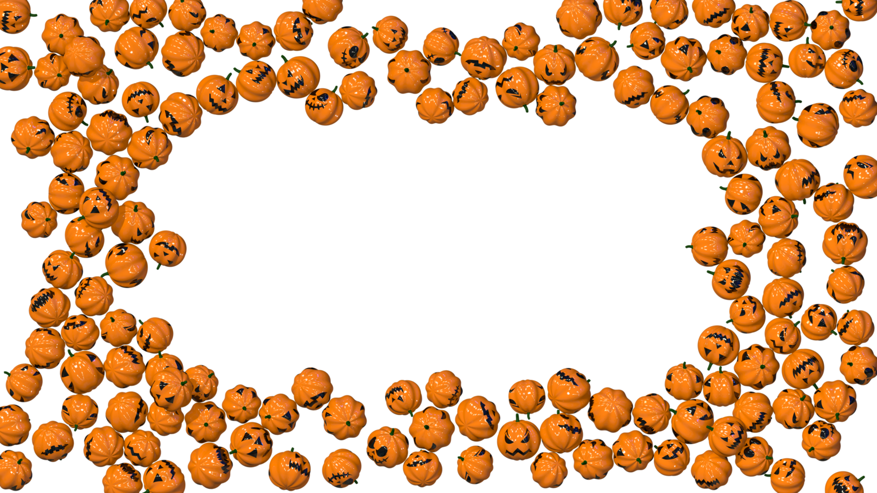 Happy Halloween Scary Pumpkins Falling Effect From Edges 3D Rendering png