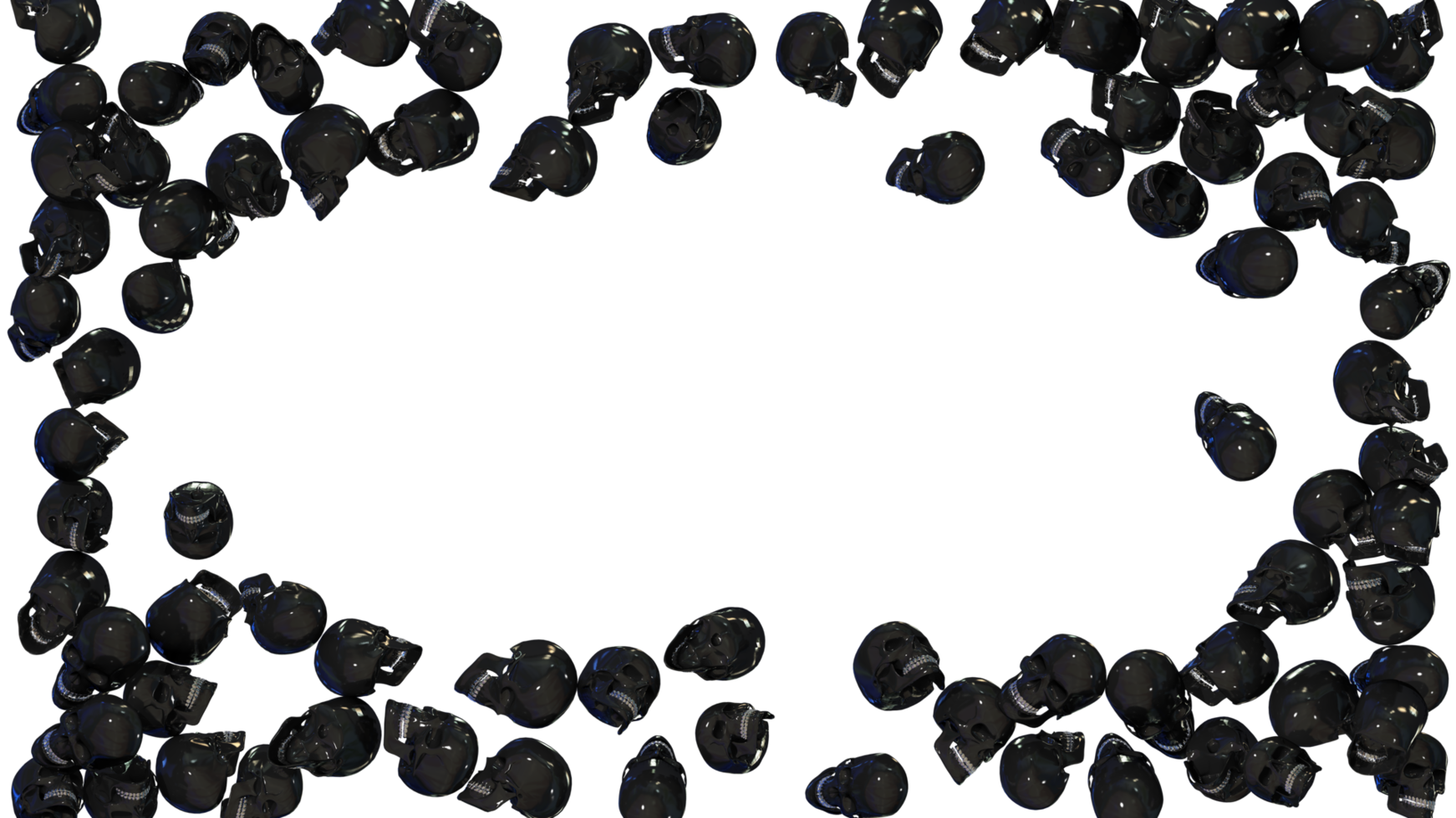 Happy Halloween Scary 3D Shiny Skulls Isolated on Edges, 3D rendering png