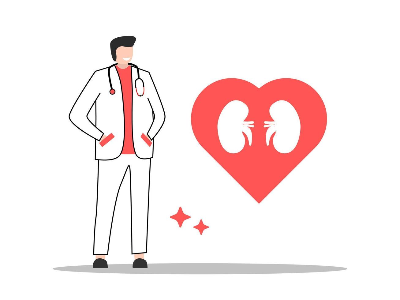 Internist Doctor Love Flat Illustration vector