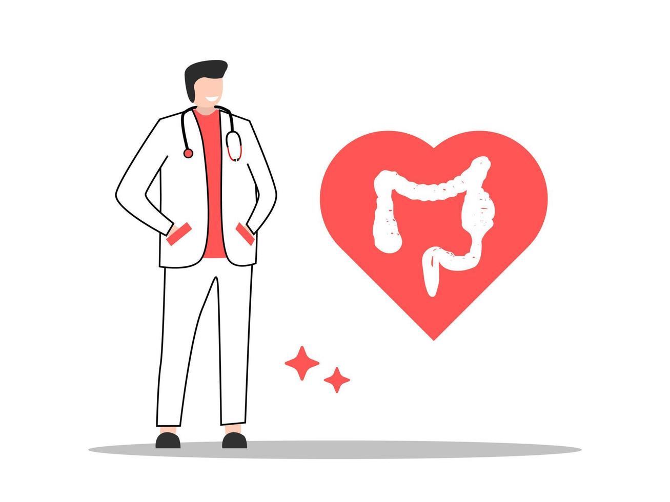 Internist Doctor Love Flat Illustration vector