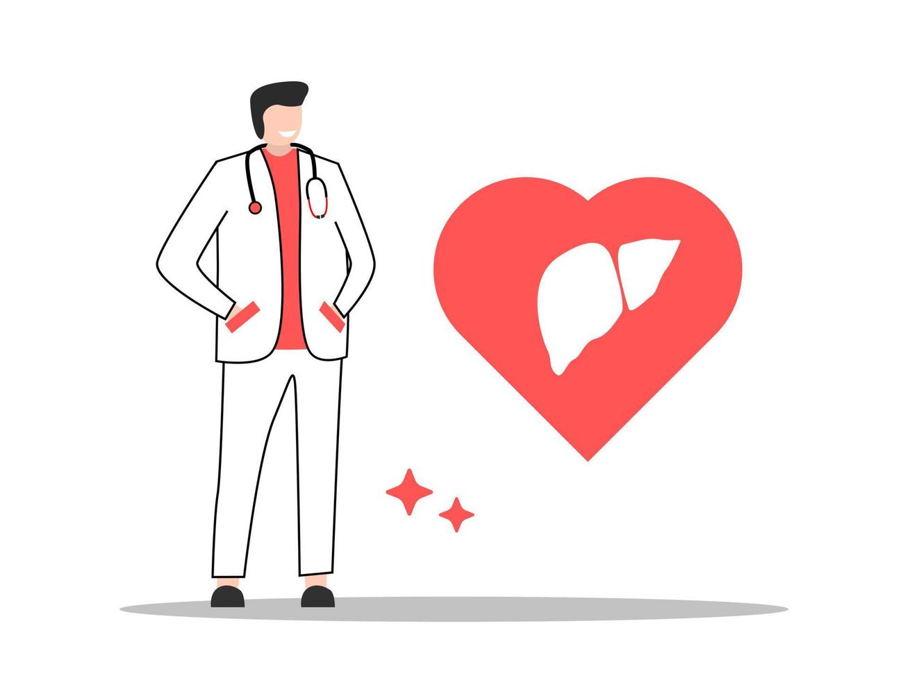 Internist Doctor Love Flat Illustration vector