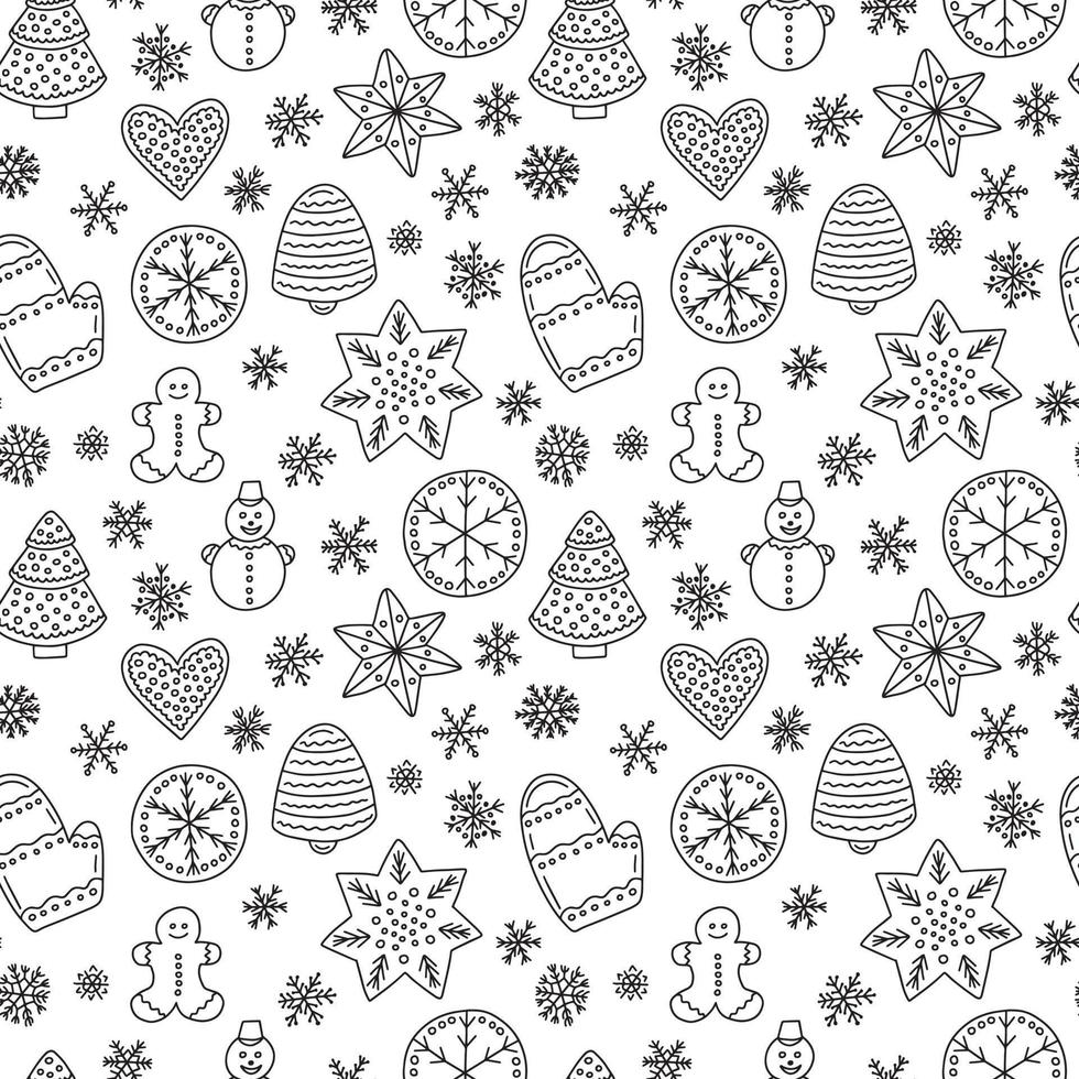 Doodle gingerbread vector seamless pattern. Hand drawn ginger cookies pattern on white background.Doodle gingerbread vector seamless pattern. Hand drawn ginger cookies pattern on white background.