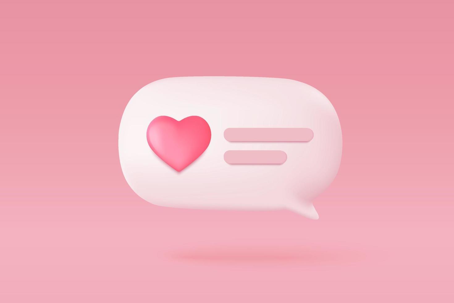 Concepto de plataforma en línea de medios sociales 3d, comunicación social en línea en aplicaciones, marco de fotos con ícono emoji de corazón y amor, me gusta y juega en íconos 3d de burbujas rojas. concepto de renderizado vectorial 3d vector