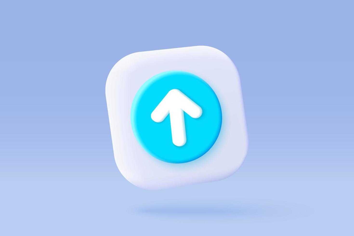 3d icon upload data to cloud computing concept for file sharing and data transfer system. Upload to server with white up arrow use for mobile app, website. 3D vector with shadow render illustration