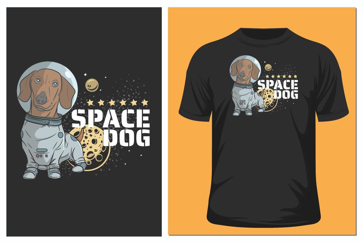 perro salchicha y vector de traje espacial. diseño de camiseta