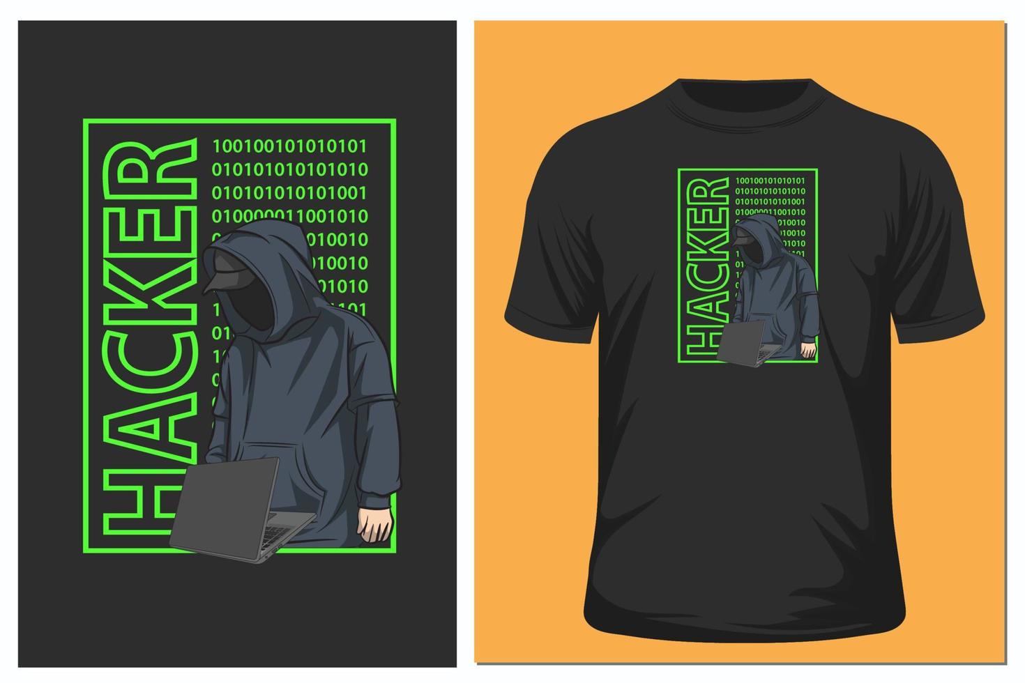 camiseta con diseño de hacker vector