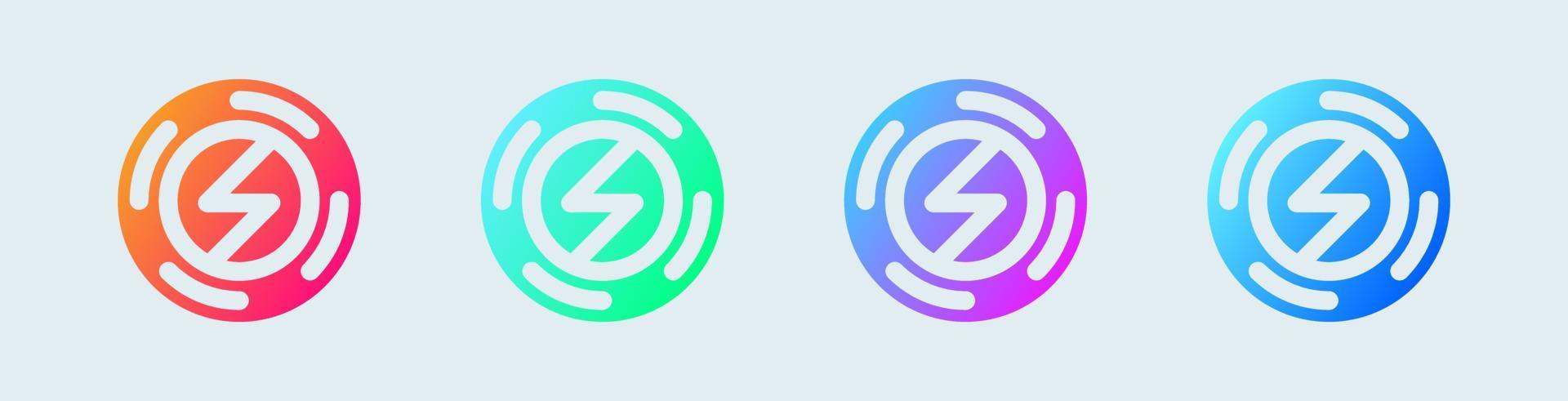 Wireless charging solid icon in gradient colors. Electricity signs vector illustration.