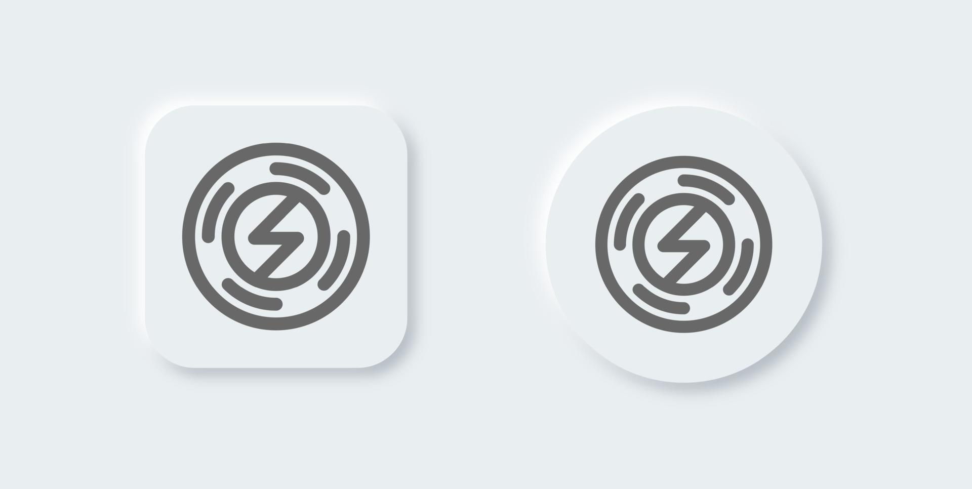 Wireless charging line icon in neomorphic design style. Electricity signs vector illustration.