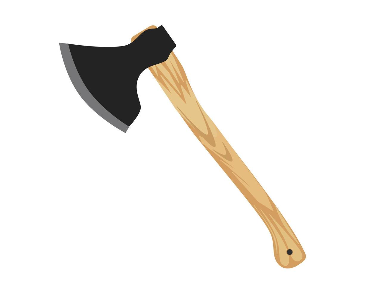 Axe flat icon for web. Simple axe or lumberjack sign vector design. Traditional axes used for logging and fire rescue. Axe with wooden handle web icon isolated on white. Nice garden axe clipart logo.