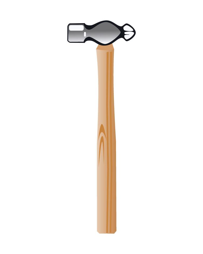vector de herramientas martillo de bola con palo de madera marrón para mango