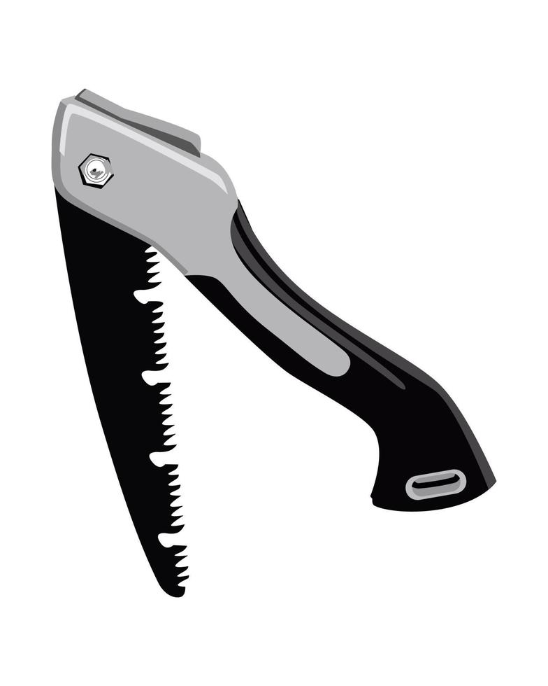 Vector Illustration Hand Pruning Saw Folding Saw isolated on white background. Carpentry hand tools.