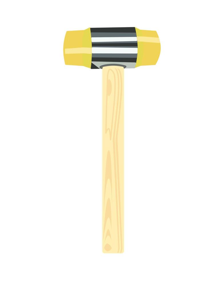 Vector Illustration of Plastic Hammer isolated on white background with wooden handle.