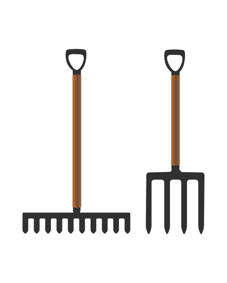 Agricultural implements, Vector illustration of pitchfork with wooden handle