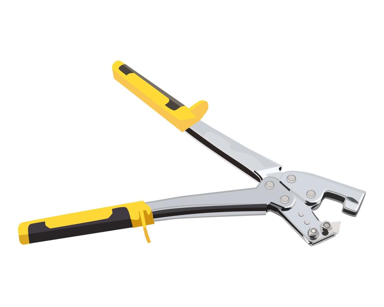 Vector Illustration of Old Type Mild Steel Crimping Pliers For Ceiling Decoration isolated on white background. Carpentry hand tools.