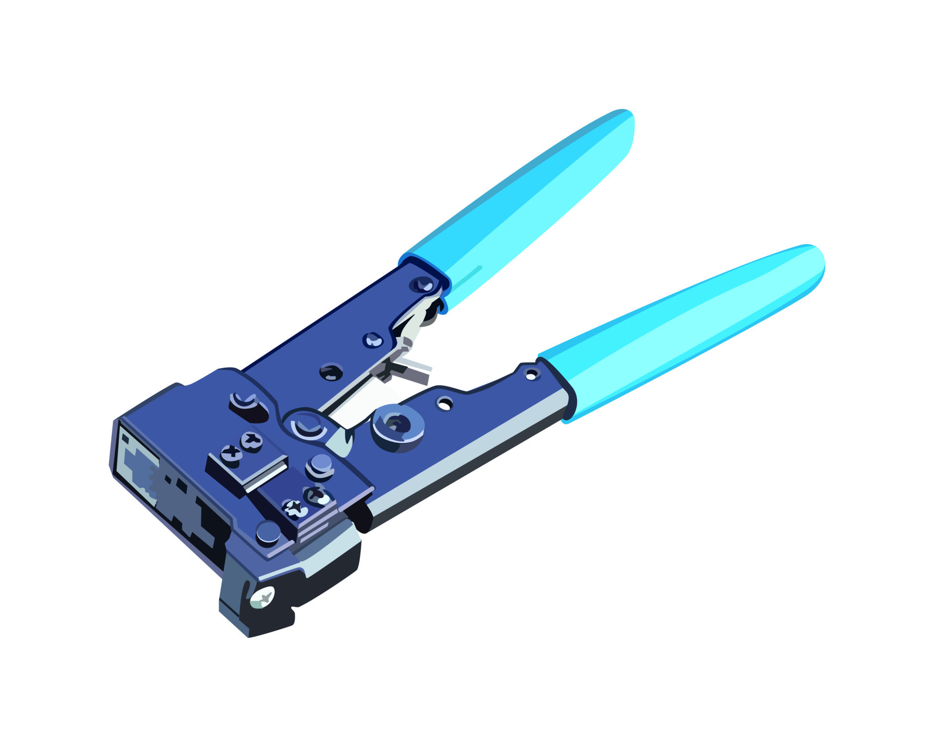 Vector Illustration Crimping Tool Crimp Strip and Cut isolated on white