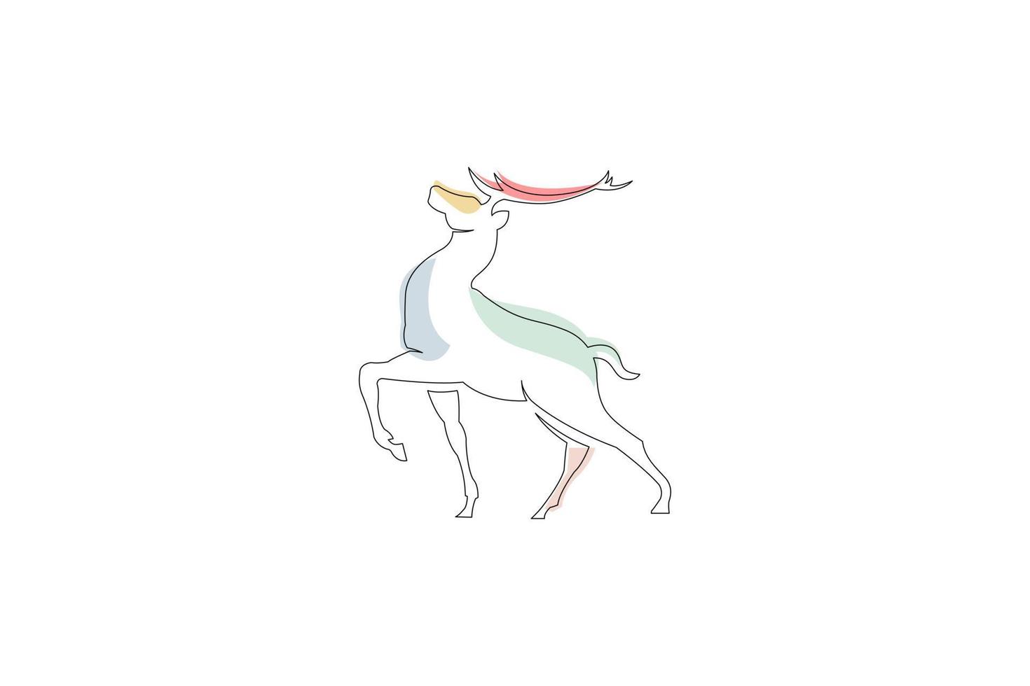 Deer Monoline Line Art Logo Vector Icon Illustration