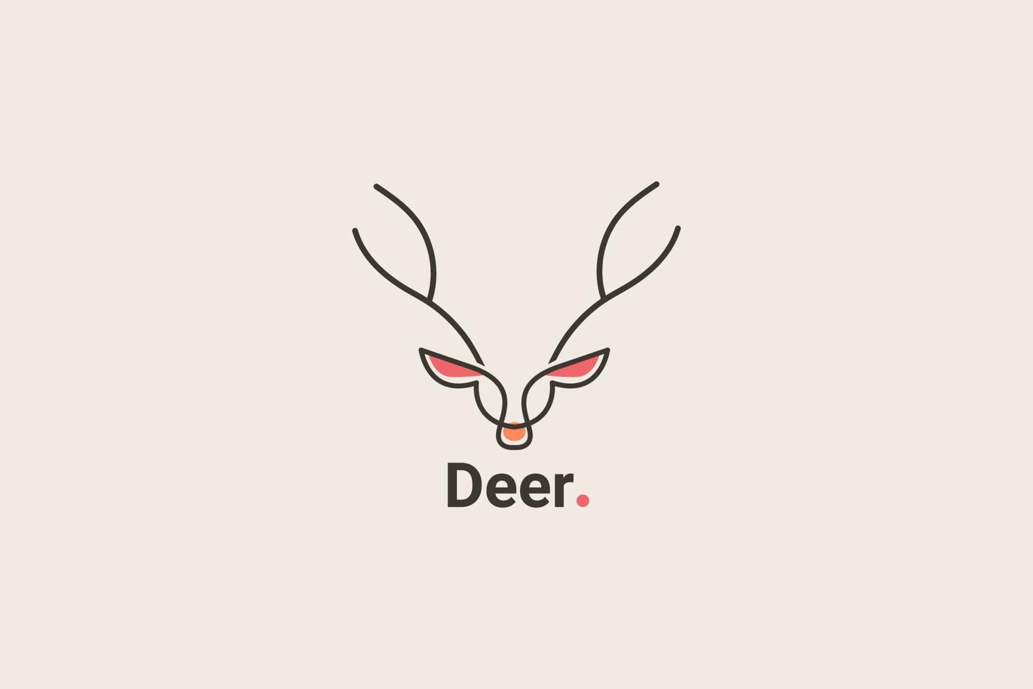 Deer Monoline Line Art Logo Vector Icon Illustration