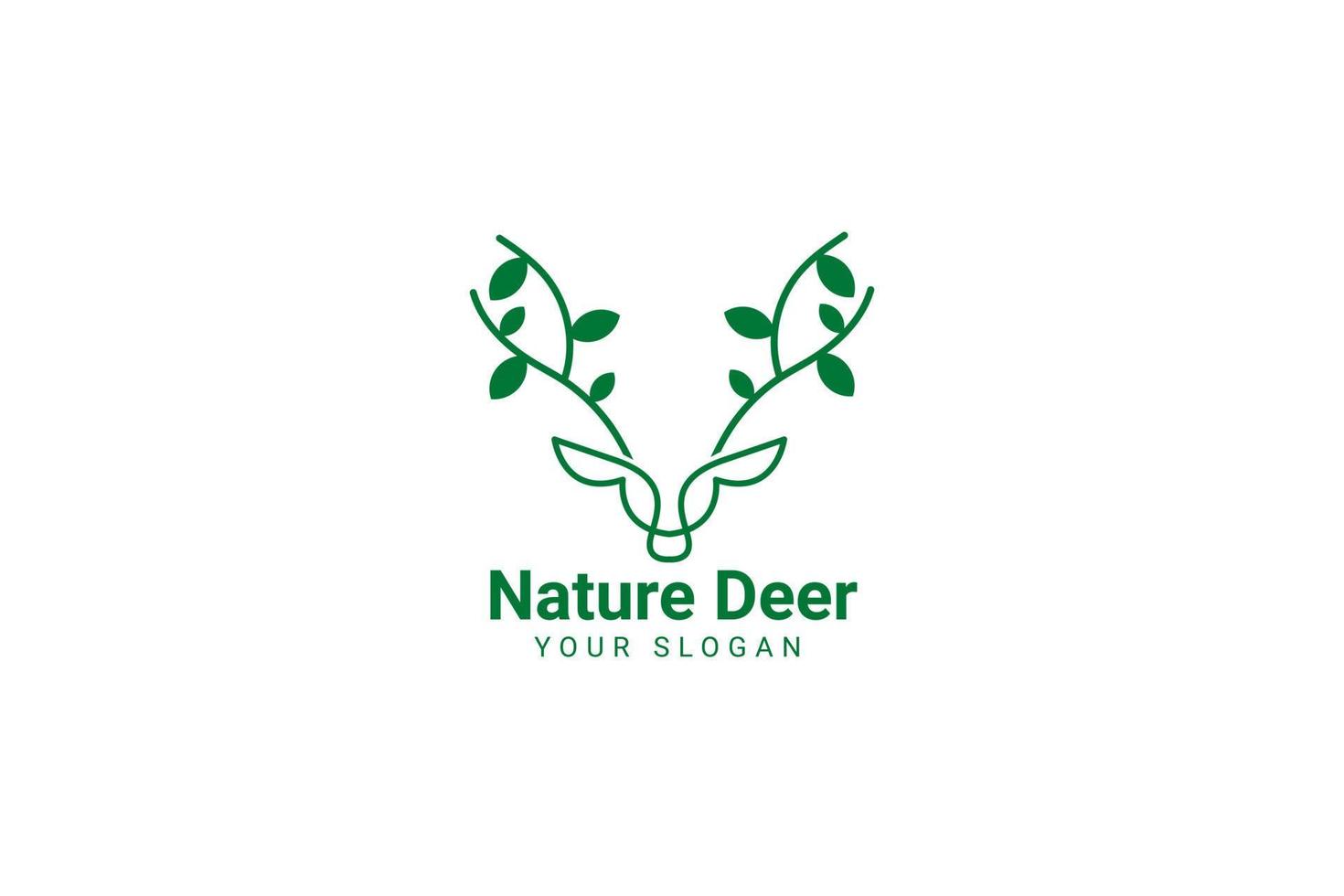 plantilla de diseño de logotipo de arte de línea de naturaleza de venado vector