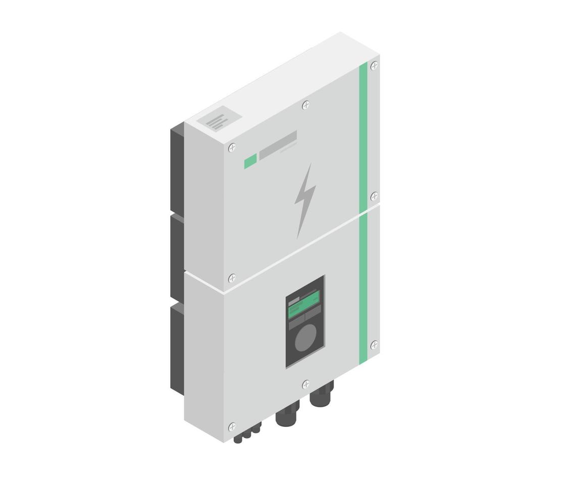 solar cell inverter isometric system controller house equipment vector