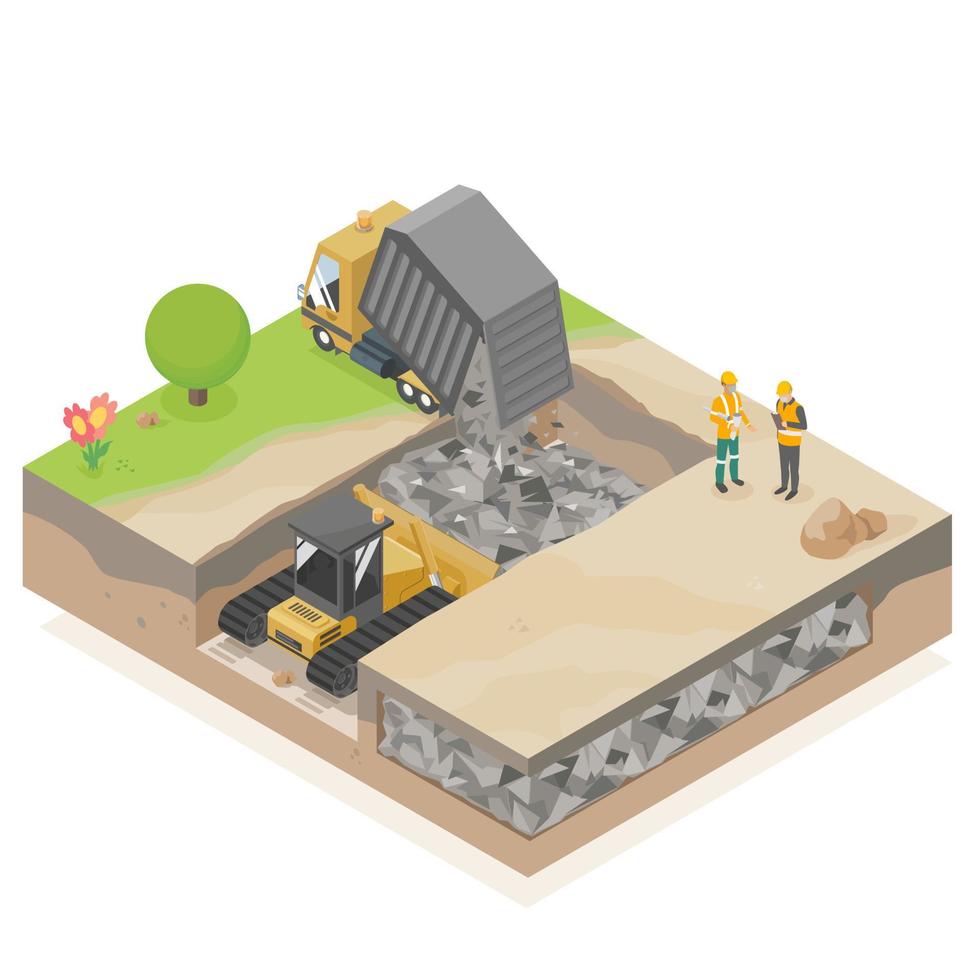 sanitary landfill isometric vector