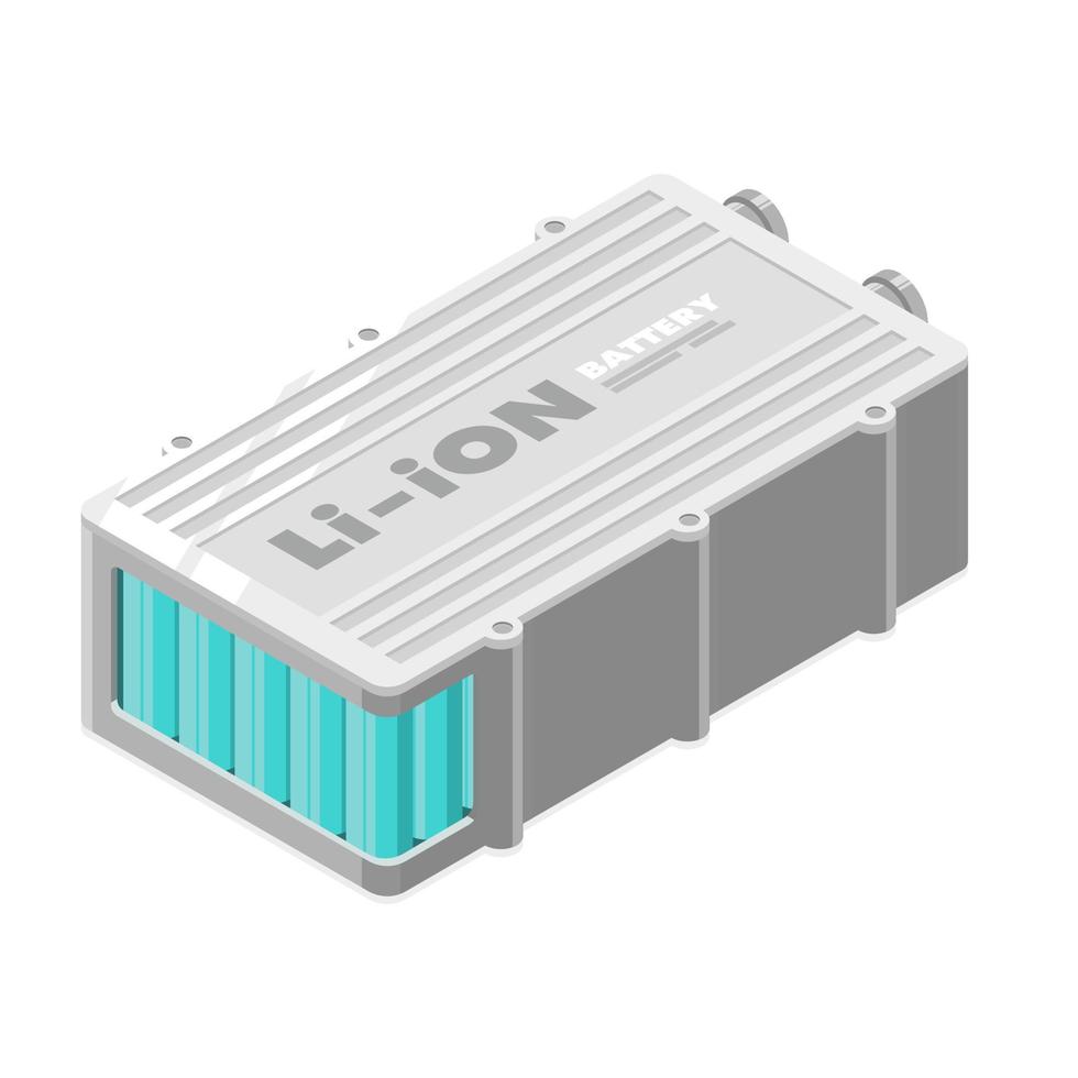 li ion ev motor battery close up isometric vector