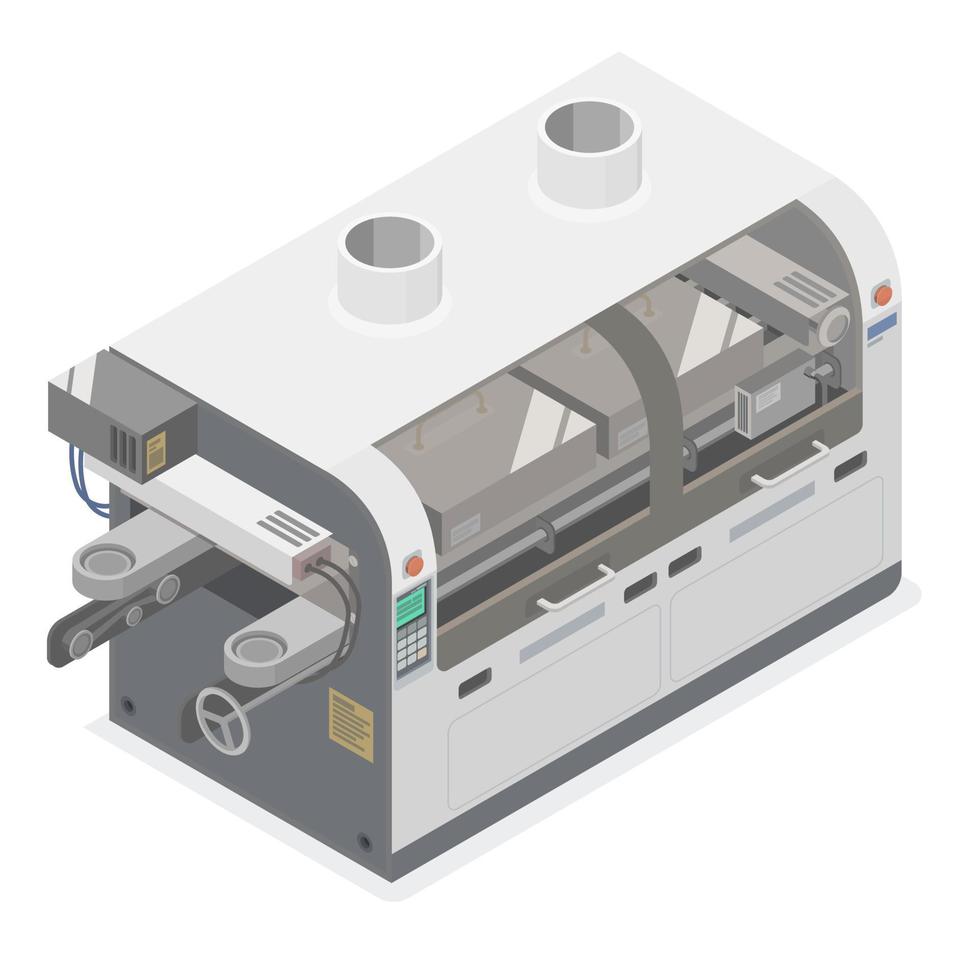 wave solder machine electronic production factory PCBs isometric vector