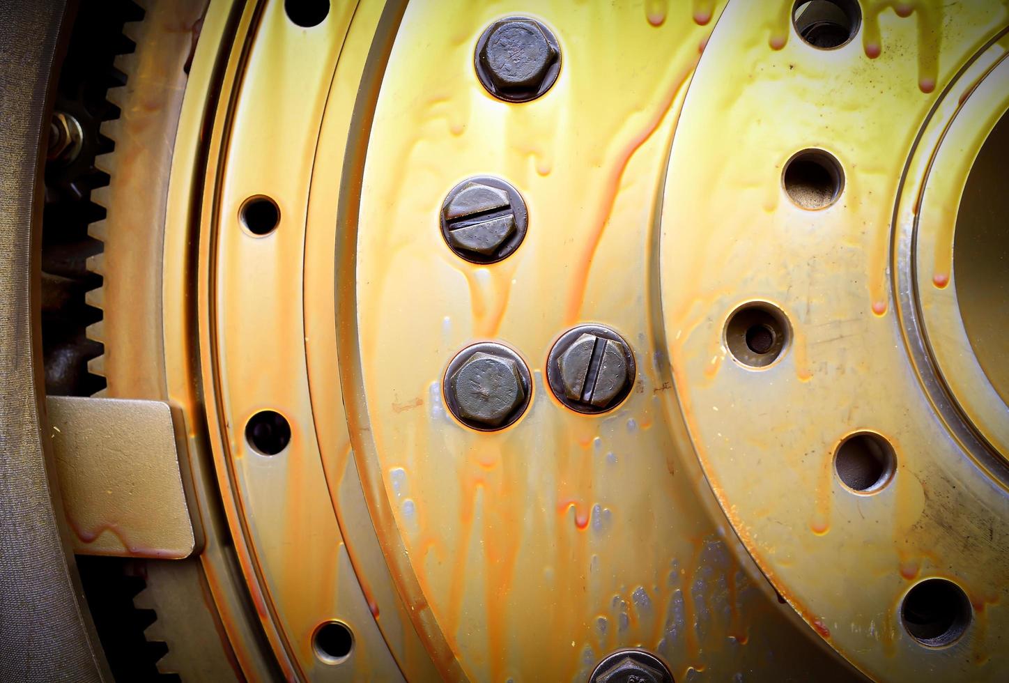 close up view of gears from  mechanism photo