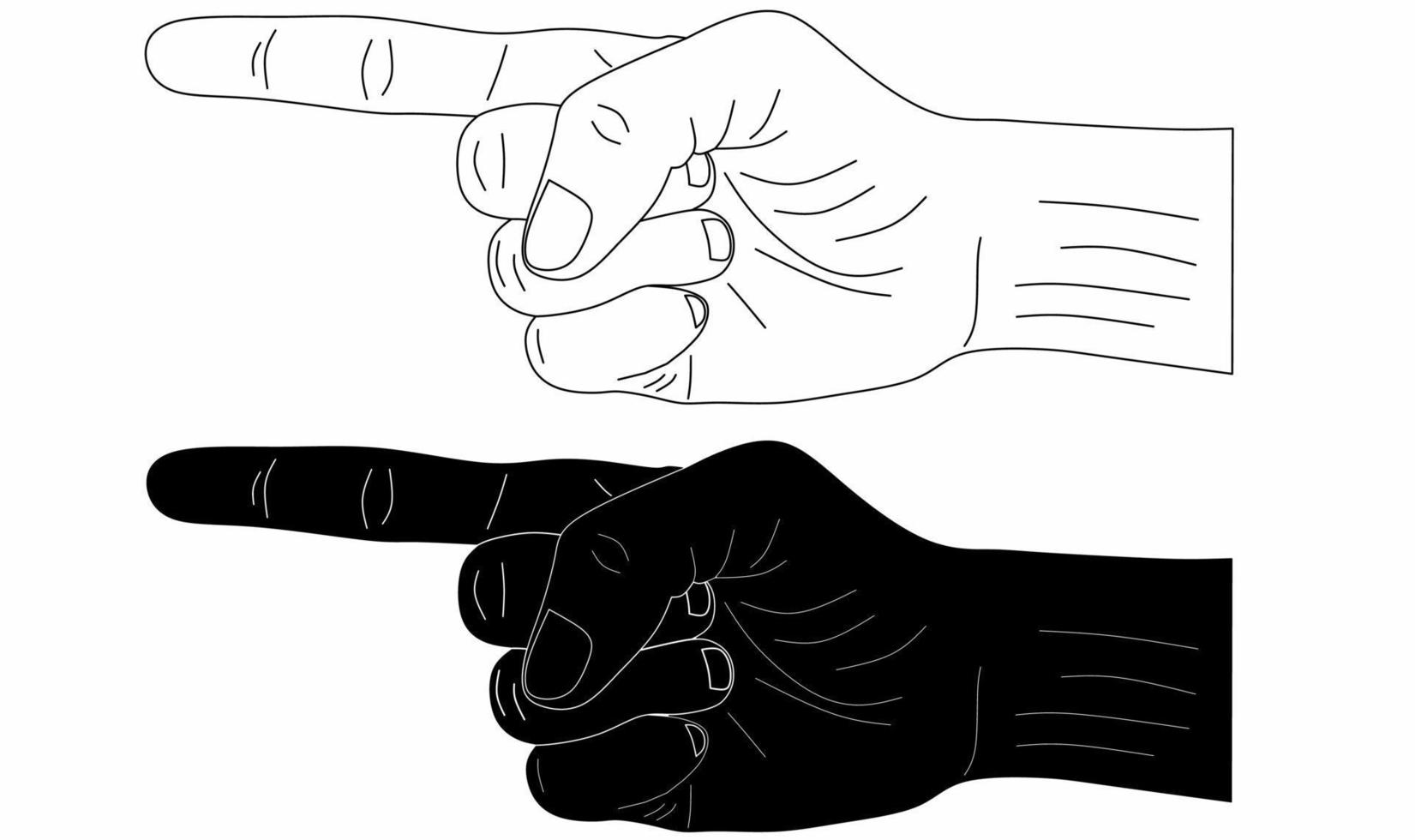 hand drawn side view pointing hand vector