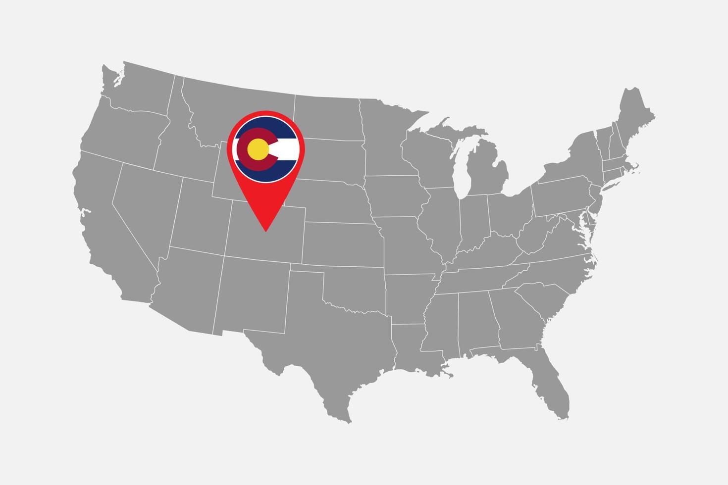 puntero de mapa con bandera de colorado. ilustración vectorial vector