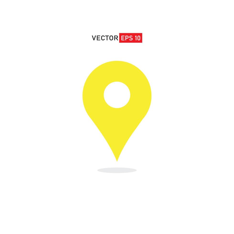 ubicación del icono de vector amarillo. signo de pasador aislado sobre fondo blanco. mapas de navegación, gps, direcciones, brújula, contactos, concepto de búsqueda. estilo plano para diseño gráfico, logotipo, web, ui, móvil, eps10