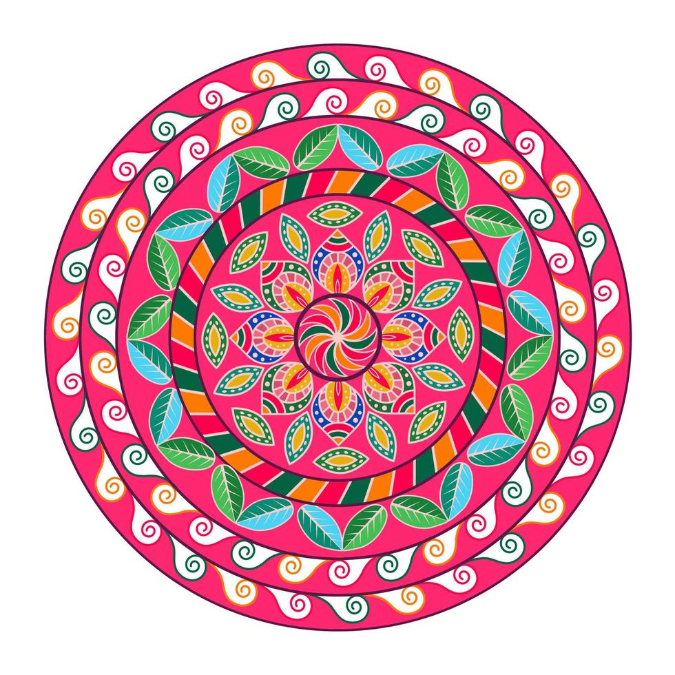 Colorful Mandala for coloring book. Vector hand drawn mandala doodle design. Ethnic mandala with colorful tribal ornament. Isolated. Bright colors.Decorative round ornaments.Yoga logos Vector
