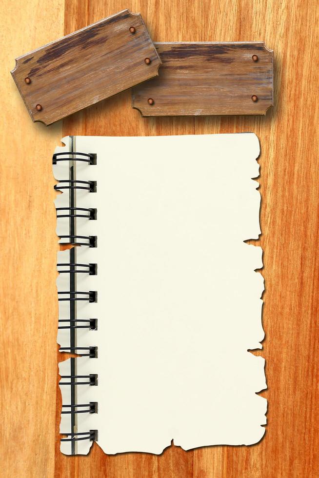 Empty white Crumpled paper on wood background photo