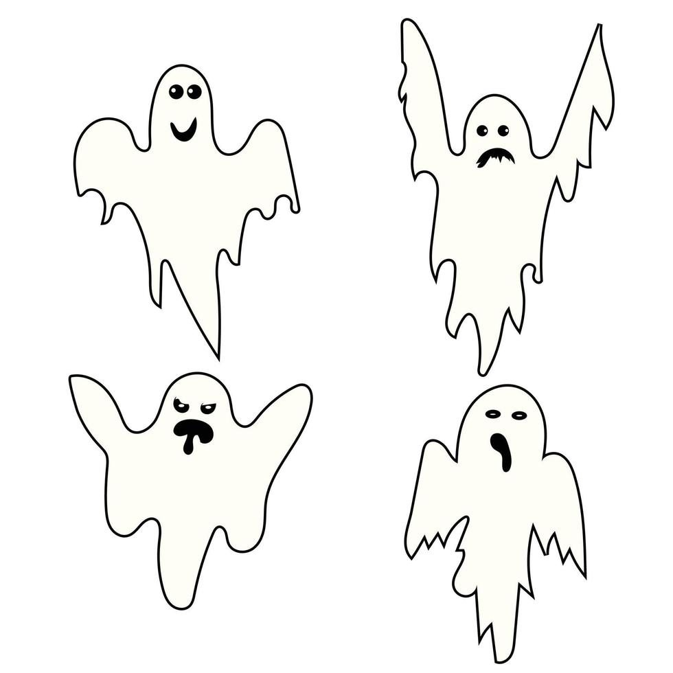 Ghost white silhouette halloween evil vector