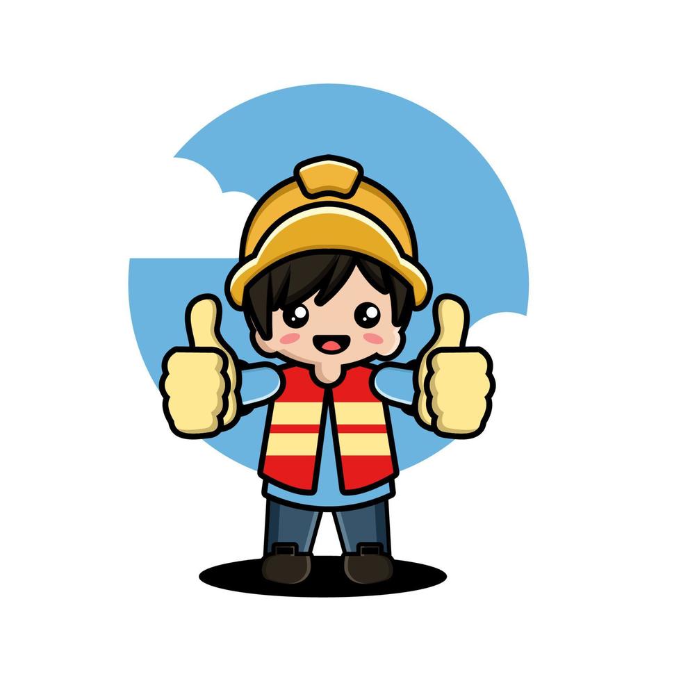 Cute boy construction worker cartoon vector