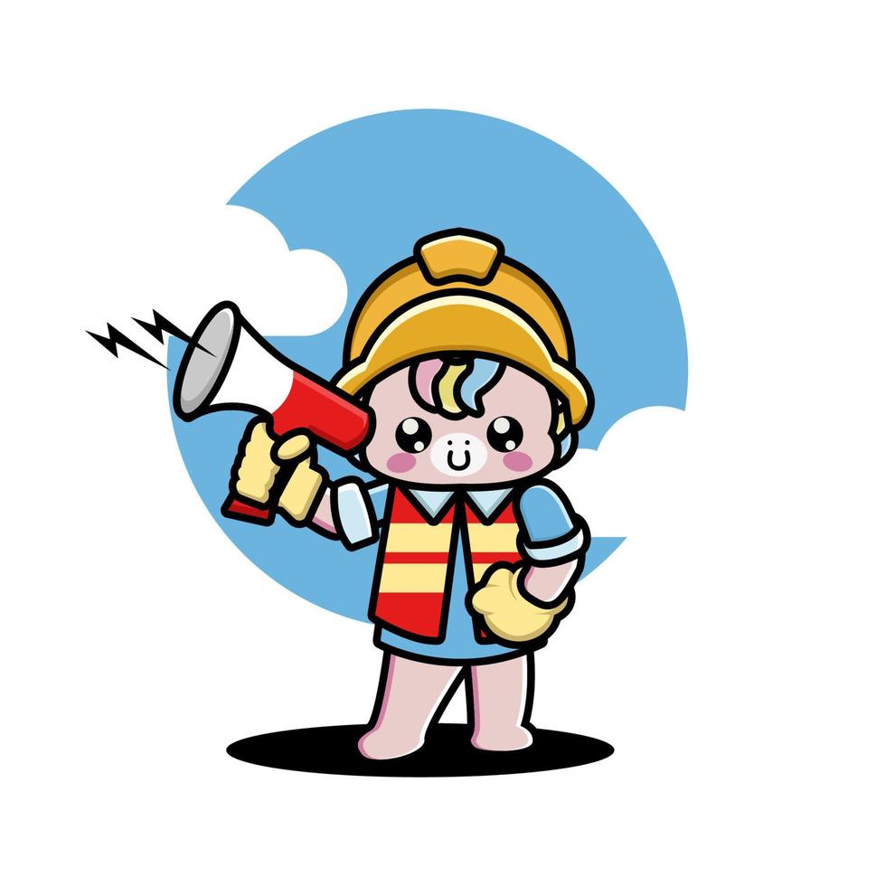 Cute unicorn construction worker cartoon vector