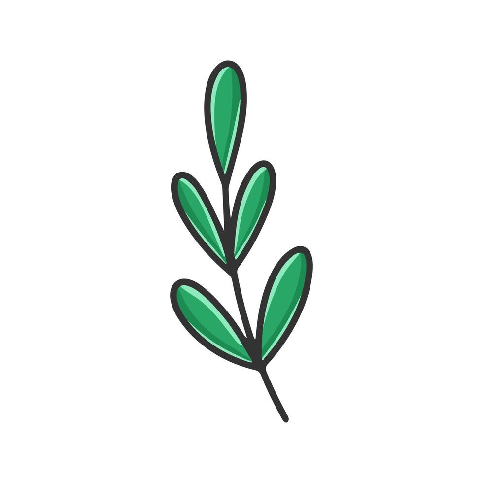 Branch with green rounded leaves clipart cartoon vector