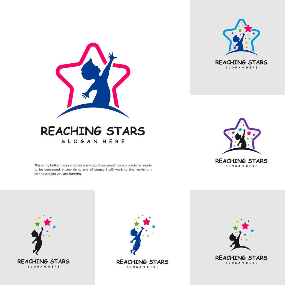 Set of Reaching Stars Logo Design Template. Dream star logo vector. Emblem, Colorful, Creative Icon Symbol vector